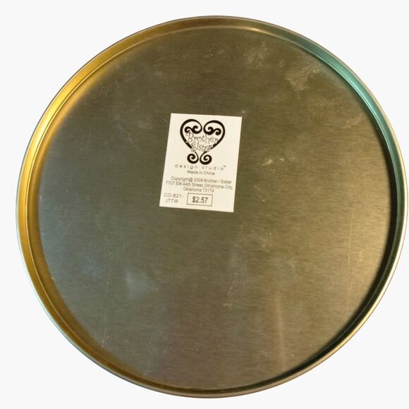 Brother Sister Cookie Tin Merry Christmas Happy New Year REd Green Canister - Picture 5 of 6